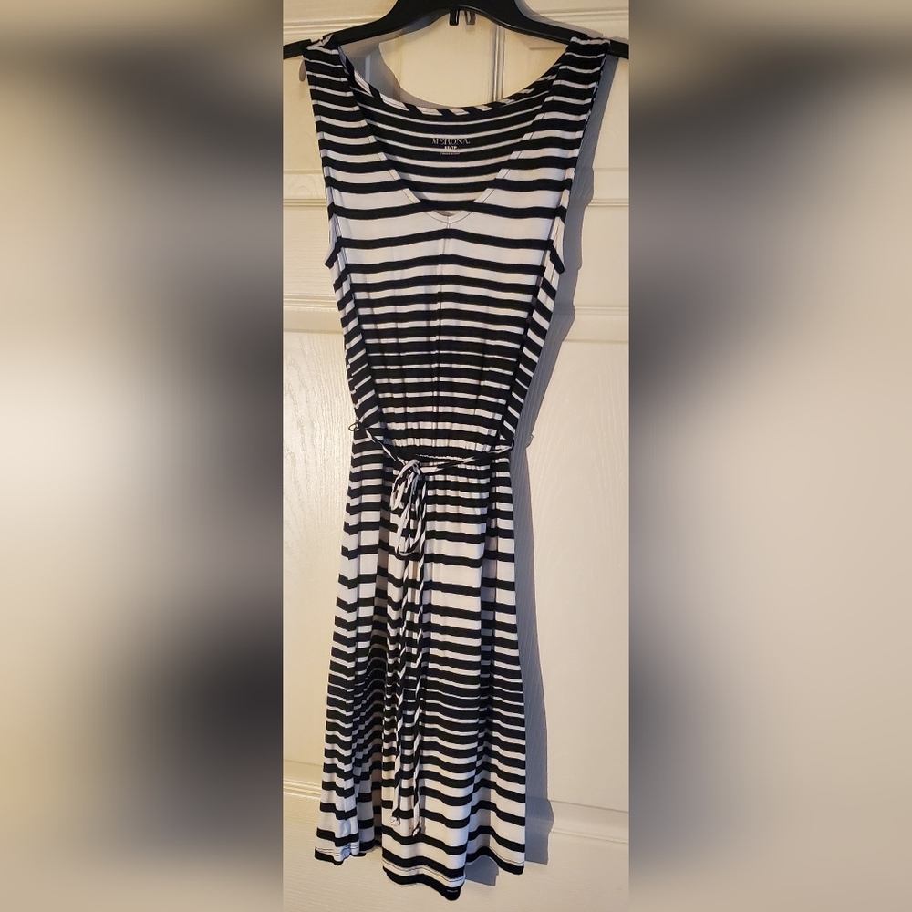 XS Merona Black and White Striped Knit Dress